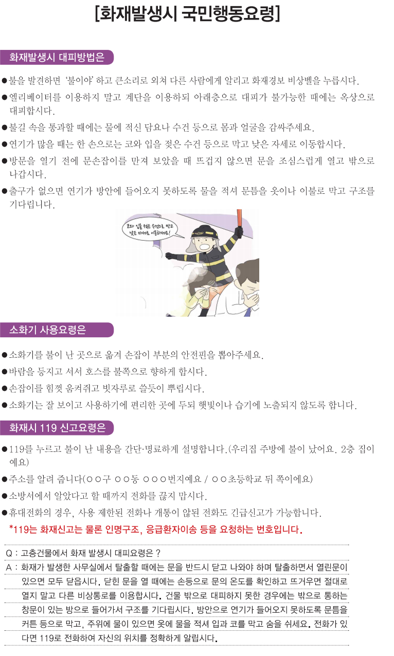 화재발생시 국민행동요령
