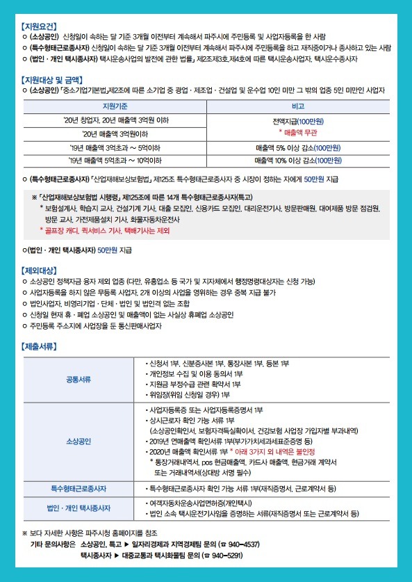 코로나19 피해 파주시 긴급 생활안정 지원금 신청 안내 상세